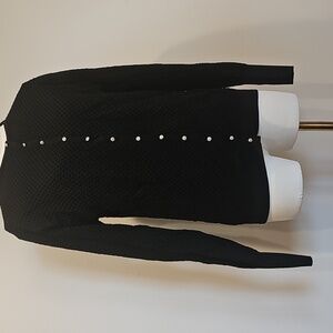 ZARA Black Knit Jewel Rhinestone Gem Textured Cardigan Sweater in xxl